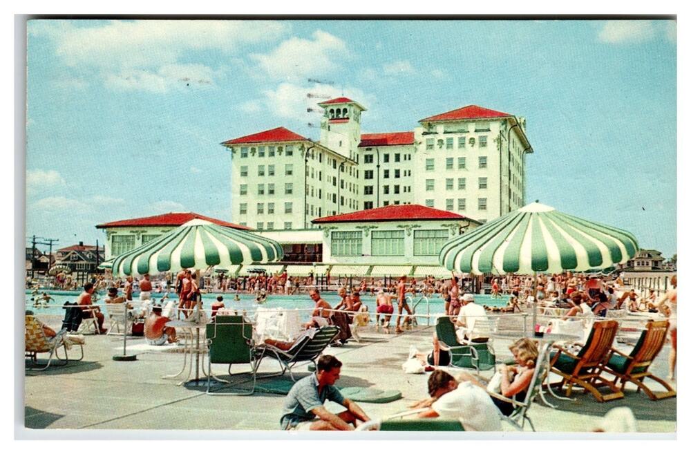 Hotel Flanders Ocean City NJ 1964 Swimming Pool Vintage Chrome Postcard